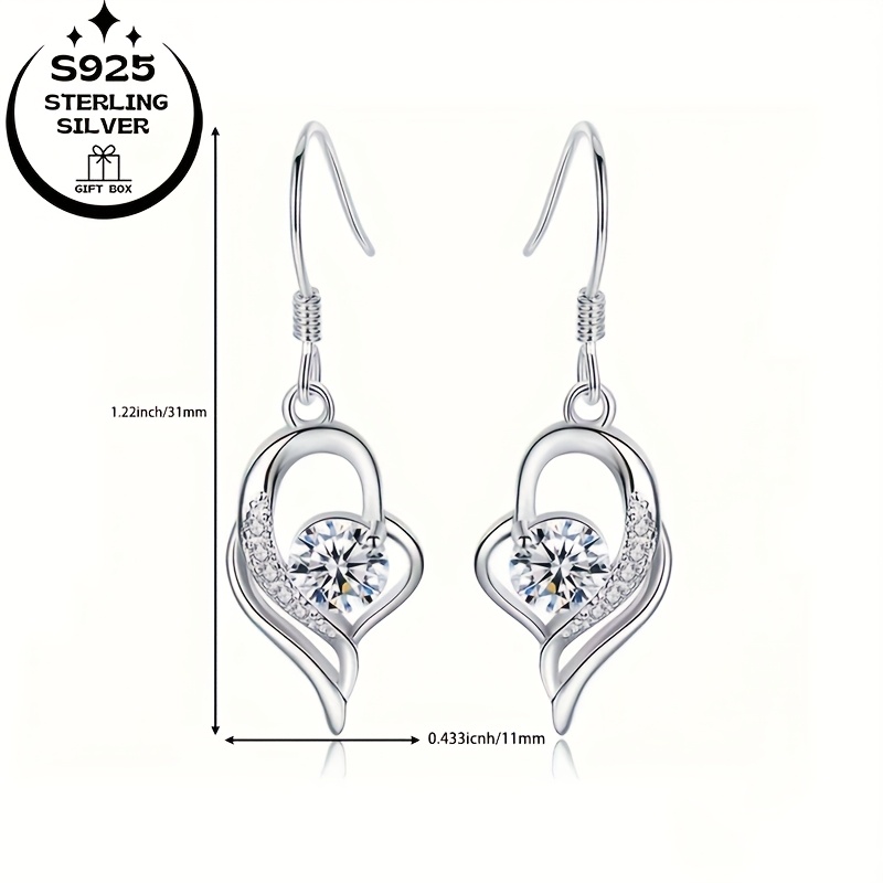 925 Silver Teardrop Earrings, Zirconia, Graduation Gift